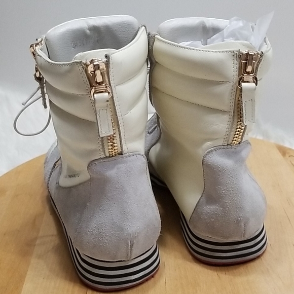 Y-3 YOHJI YAMAMOTO White Gray Suede High Top Wedge Leather Snkr 7.5/8 - Picture 4 of 8